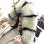 Furry Trim Hooded Applique Padded Coat