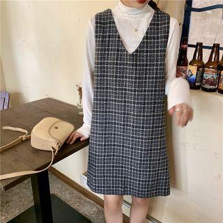 V-neck Plaid Mini Dress