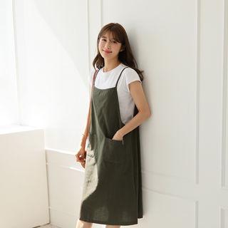 Spaghetti-strap Pocket-detail Cotton Dress