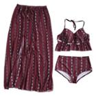 Set Of 2: Patterned Cover-up + Tankini Top / Swim Shorts