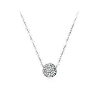 Simple 925 Sterling Silver Moon Necklace With White Austrian Element Crystal Silver - One Size