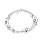 Simple Three-layer Oval Bead Bracelet Silver - One Size