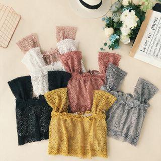 Wide-strap Lace Crop Top
