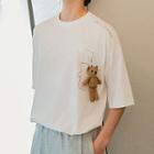 Bear Pendant Elbow-sleeve Tee