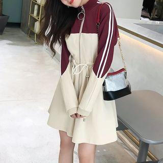 Stripe-side Paneled Mini A-line Dress