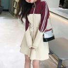 Stripe-side Paneled Mini A-line Dress