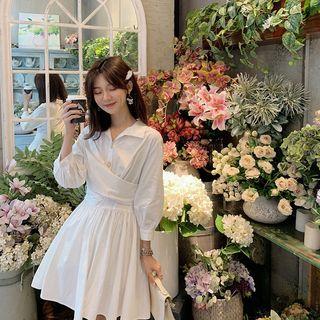 Tie-waist 3/4-sleeve Shirtdress
