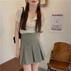 Short-sleeve Henley Top / Mini Skirt