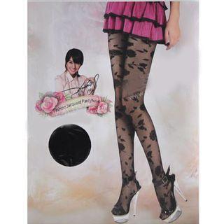 Flower Tights Dark Gray - One Size