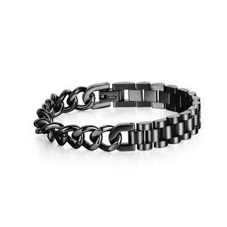 Fashion Personality Plated Black Motorcycle Chain 316l Stainless Steel Asymmetric Bracelet Black - One Size
