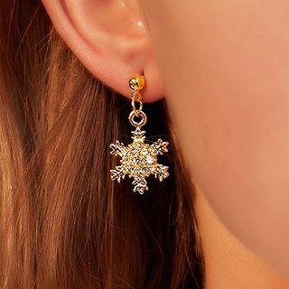Rhinestone Snowflake Drop Earring 1 Pair - 01kc-4262 - Gold - One Size