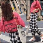 Set: Printed Elbow-sleeve T-shirt + Harem Pants