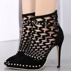 Pointy Studded Cutout High Heel Pumps