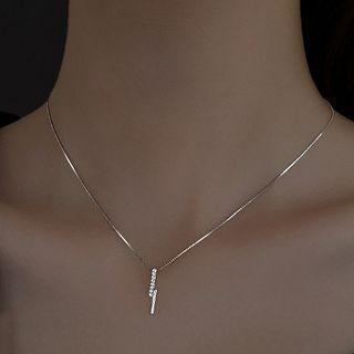 Lightning Rhinestone Pendant Sterling Silver Necklace 1 Pc - Silver - One Size