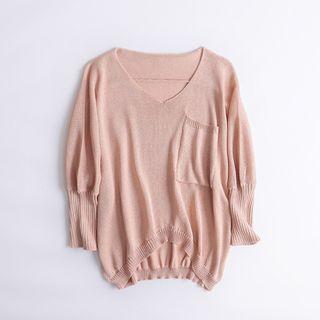 Pocketed 3/4 Sleeve Sweater