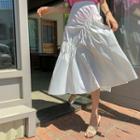 Band-waist Shirred A-line Skirt