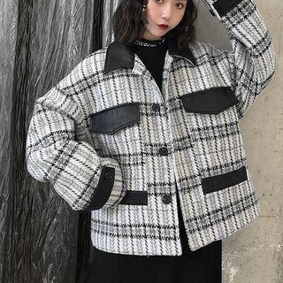 Plaid Pocket Accent Button Jacket