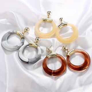 Acrylic Hoop Dangle Earring 1 Pair - 6156 - Gray - One Size