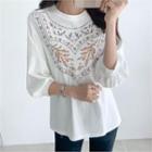 Balloon-sleeve Embroidered T-shirt