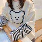 Striped Bear Print Sweater