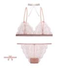 Set: Lace Bralette + Panties + Choker + Bow Garter