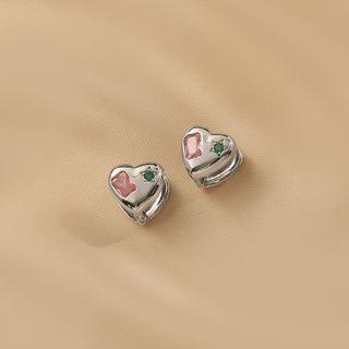 Heart Rhinestone Alloy Earring Glitter - Black - One Size