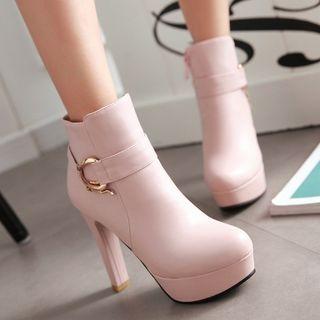 Faux Leather High-heel Ankle Boots