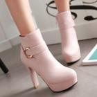 Faux Leather High-heel Ankle Boots