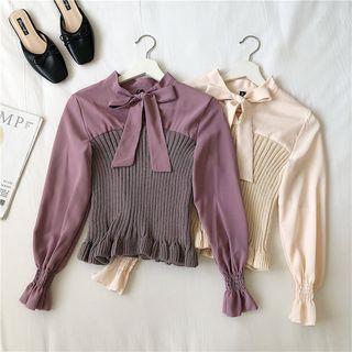 Mock Two-piece Knit Panel Top