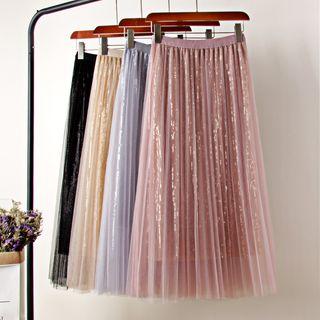 Overlay Pleated Skirt