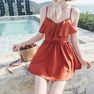 Spaghetti Strap Ruffle Swim Dress