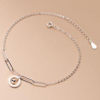 Geometric Pendant Sterling Silver Anklet Silver - One Size