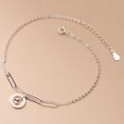 Geometric Pendant Sterling Silver Anklet Silver - One Size