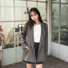 Double-breasted Plaid Jacket Gray - One Size