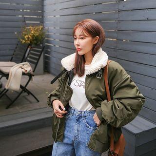 Fleece-collar Padded Flight Jacket