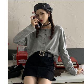 U-neck Long-sleeve Oversize T-shirt