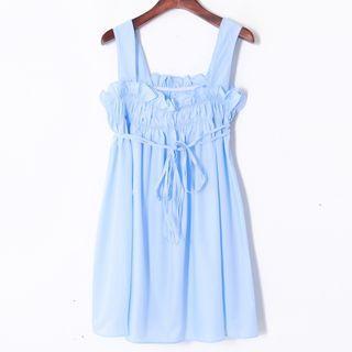 Wide Strap Ruffle Trim Mini A-line Dress