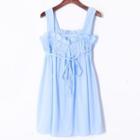Wide Strap Ruffle Trim Mini A-line Dress