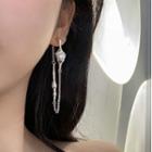 Faux Pearl Chained Asymmetrical Earring 1 Pair - A2965 - Silver - One Size