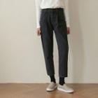 Pintuck-trim Cropped Baggy Jeans