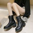 Studded Lace-up Mid-calf Boots