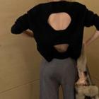 Open Back Sweater / Slit Wide-leg Pants