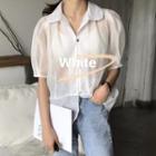 Short Sleeve Sheer Blouse