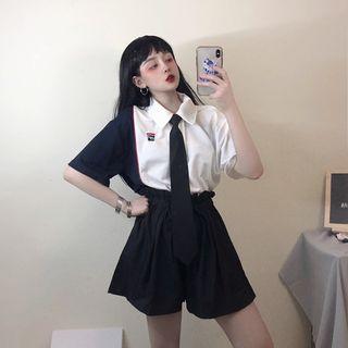 Color Block Short-sleeve Polo Shirt / Shorts