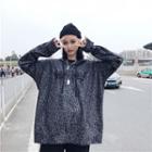 Leopard Print Lettering Embroidered Hoodie