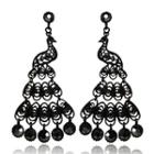 Peacock Fringed Earring Black - One Size