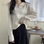 Long Sleeve Collared Knit Top