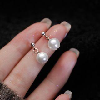 Faux Pearl Drop Earring 1 Pair - Earring - Pearl - Silver - One Size