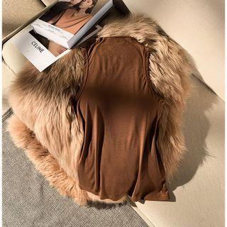 Sleeveless Mock-neck Top Brown - One Size