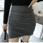 Inset Shirred Mini Skirt Shorts